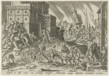 Liget af kongen af ​​Ai føres til byporten The Days of Doom of the Jewish People (serietitel)