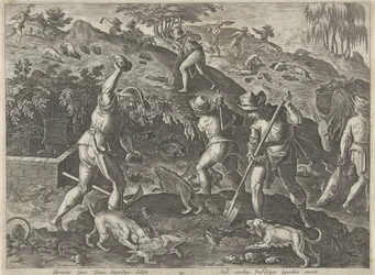 Jacht op dassen Jachttaferelen (serietitel) hvor enhver slags jagt, fuglefangst og fiskeri (serietitel)