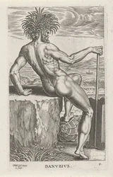 Riviergod Donau Danvbivs (titel på objekt) Rivier- en zeegoden (serietitel) Elegante portrætter af de marine halvguder og søløverne (serietitel)