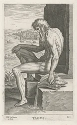 Riviergod Tejo Tagvs (titel på objekt) Rivier- en zeegoden (serietitel) Elegante portrætter af de marine halvguder og Amnicus-sælerne (serietitel)