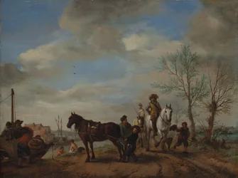 En mand og en kvinde til hest, ca. 1653-54