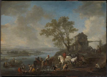 Hestedam ved en flod, ca. 1662-1663 (olie på panel)
