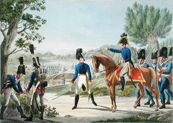 De nye kejserlige kongelige østrigske Pontonniers efter Napoleonskrigene, ca. 1820 (farve litho)