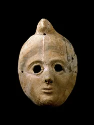 Fønikisk kunst: terracotta kvindes maske. Fra Puerto de la Tierra. 4. - 3. århundrede f.Kr. Cadiz Museo de Cadiz Spanien