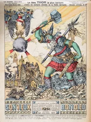 Guden Thor, den mest barbariske af de barbariske guddomme i det gamle Tyskland, fra History of the Third Republic, Vol. I, Politisk historie, pub.1933 (farve litho)