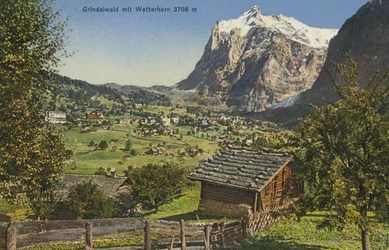 Grindelwald og Wetterhorn, Schweiz (farvefoto)