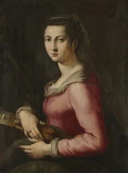Portræt af en kvinde som Saint Catherine, ca. 1560 (olie på træ)