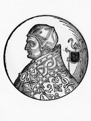 Portræt af Sabinian (død 606), 65. pave i den katolske kirke fra 604, gravering