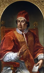 Clément XI (1649 - 1721). Maleri af Pier Leone Ghezzi. Rom, Roms museum.