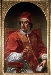 Portræt af Clement XI (1649 - 1721) af Pier Leone Ghezzi. Museum i Rom. Rom