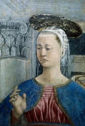 Detalje fra The Legend of the True Cross, der viser Annunciation, af Piero della Francesca