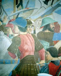 Detalje fra legenden om det sande kors, der viser slaget ved Heraclius I af Byzans mod Chosroes II, af Piero della Francesca