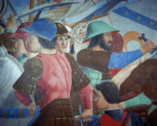 Detalje fra legenden om det sande kors, der viser slaget ved Heraclius I af Byzans mod Chosroes II, af Piero della Francesca