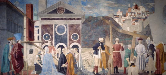 Detalje fra Legenden om det sande kors, der viser opdagelse og verifikation af det sande kors, af Piero della Francesca