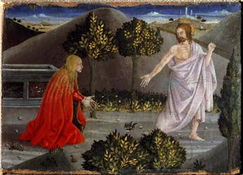 Noli me tangere. Barmhjertighedens Polyptykon. (Maler på træ