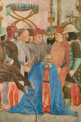 Slaget mellem Heraklius og Chosroes, detalje af Historierne om det sande kors: henrettelse af kong Chosroes (fresko)
