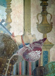 Legenden om det sande kors, slaget ved Heraclius og Chosroes, detalje af en mand, der får halsen skåret over, færdiggjort fresko fra 1464