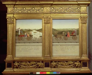 Hertug Federico da Montefeltros (1422-82) og Battista Sforzas triumfer, ca. 1465 (tempera på panel)