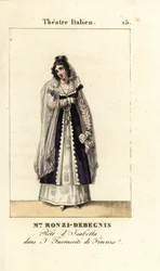 Mme. Ronzi-Debegnis i I Fuoruscit di Firenze, Teater Italien, 1819 (gravering)