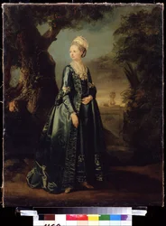 "Portræt af en dame i en have eller portræt af storhertuginde Natalia" (Lady in a Garden (Portræt af storhertuginde Natalia) Portræt af storhertuginde Natalia Alekseevna (eller Alekseevna) (1755-1776) (Wilhelmina Louisa af Hessen -Darmstadt ( Hesse)