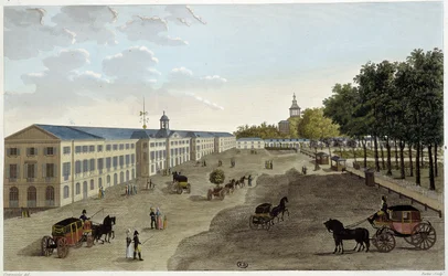 Udsigt til det nye galleri af det naturhistoriske kabinet i Jardin des Plantes - i "" Vues de Paris"" af Courvoisier