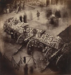 Kommunens barrikader, 71. april. Hjørne af Place Hotel de Ville & Rue de Rivoli, 1871.