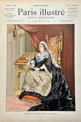 Portræt af Victoria Iere, dronning af England (1819-1901) af Andre Brouillet, gravering af 1887 i "" Paris-Illustrous journal weekly"".