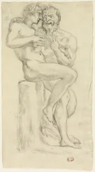 Studie af en nøgen figur og en faun
