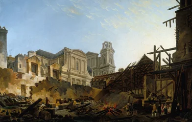Foire Saint-Germain efter branden natten mellem den 16. og 17. marts 1762, 1762.
