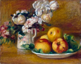 Æbler og blomster, c1895.