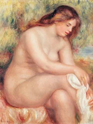 Badende kvinde, der tørrer sig, ca. 1910