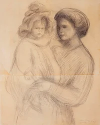 Claude Renoir i armene på sin sygeplejerske, Renee Jolivet; Claude Renoir i armene på sin sygeplejerske, Renee Jolivet, 1903