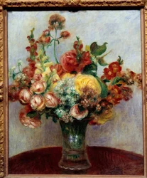 Blomster i en vase. Maleri af Pierre Auguste Renoir (1841-1919)