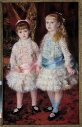 Fuldt portræt af damerne Cahen af Antwerpen, datter af bankmanden Louis Cahen af Antwerpen (1837-1922) eller "Pink and Blue". Maleri af Pierre Auguste Renoir (1841-1919) 1881 Dim. 0,74x1,19 m Sao Paolo, kunstmuseum — Fuldlængde portræt af Cahen Dem