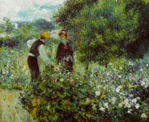 Plukker blomster