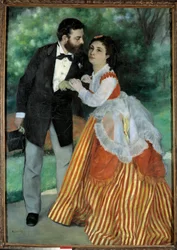 Les forlovede, monsieur et madame Sisley Portraits af Alfred Sisley (1839-1899), en impressionistisk maler af engelsk nationalitet, og hans kommende kone Eugenie Lescouezec. Maleri af Pierre Auguste Renoir (1841-1919)