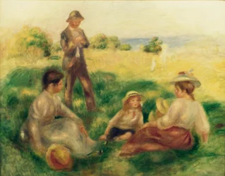 Landskab i Berneval med figurer