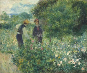 Plukker blomster