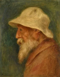 Selvportræt med hvid hat af Renoir, Pierre Auguste (1841-1919)