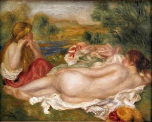 To badende. Maleri af Pierre Auguste Renoir (Pierre-Auguste