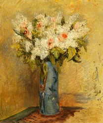 Vase med liljer og roser, ca. 1870