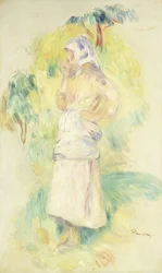 Ung bonde spiser et æble; Bondepige spiser et æble, ca. 1894