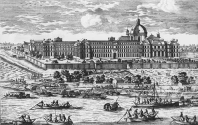 udsigt over Salpêtrier. Gravering af Aveline i det 17. århundrede.