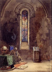 Galilæa Repræsentation af Galileo Galilei i værket "" Galilee"" af Francois Ponsard (1814-1867) ved den franske komedie i 1867. Astronomen er repræsenteret der i fængslet. Illustration af Pierre Beauvallet (1801-1873) 1867 Paris, Comedie francaise