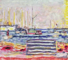En havn i Normandiet, ca. 1930 (gouache & wc på papir)