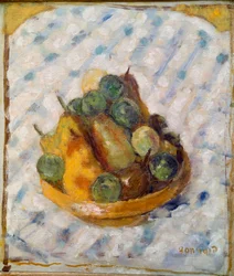 Frugt Stilleben af pærer og blommer. Maleri af Pierre Bonnard (1867-1947) 1920 Zürich, Collection Gustav Zumsteg