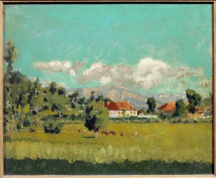Landskab af Dauphine-maleriet af Pierre Bonnard (1867-1947) 1888 Søn. 0,19x0,29 m Privat samling