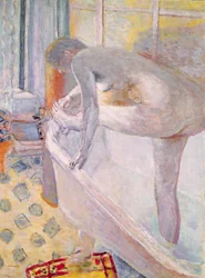 Stor nøgenmodel i badekarret, 1924