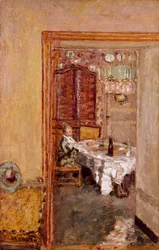 Lille dreng i spisestuen. Maleri af Pierre Bonnard (1867-1947) 1898 Engelsk privat samling