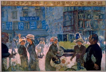 Place Clichy i Paris: Scene af gaden malet fra en caféterrasse - Maleri af Pierre Bonnard (1867-1947)